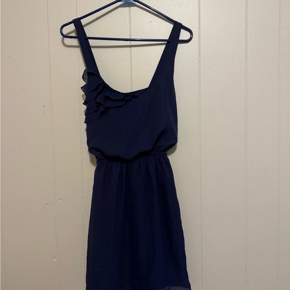 Eyelash Couture Navy Ruffle Mini Dress
